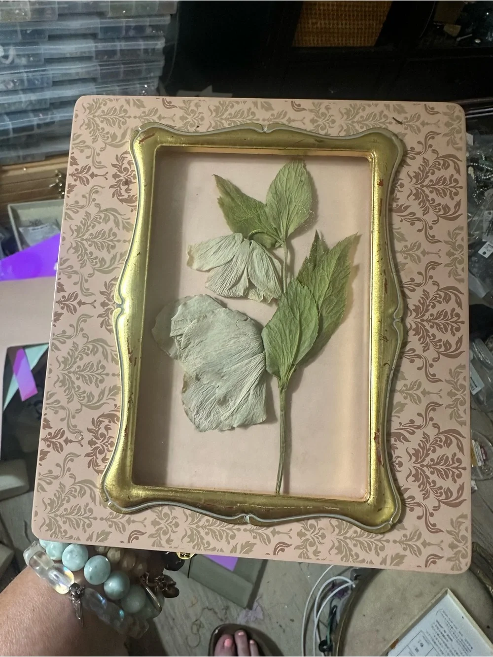 Artisan Pressed Floral Art. Unicorn piece made by Lemon